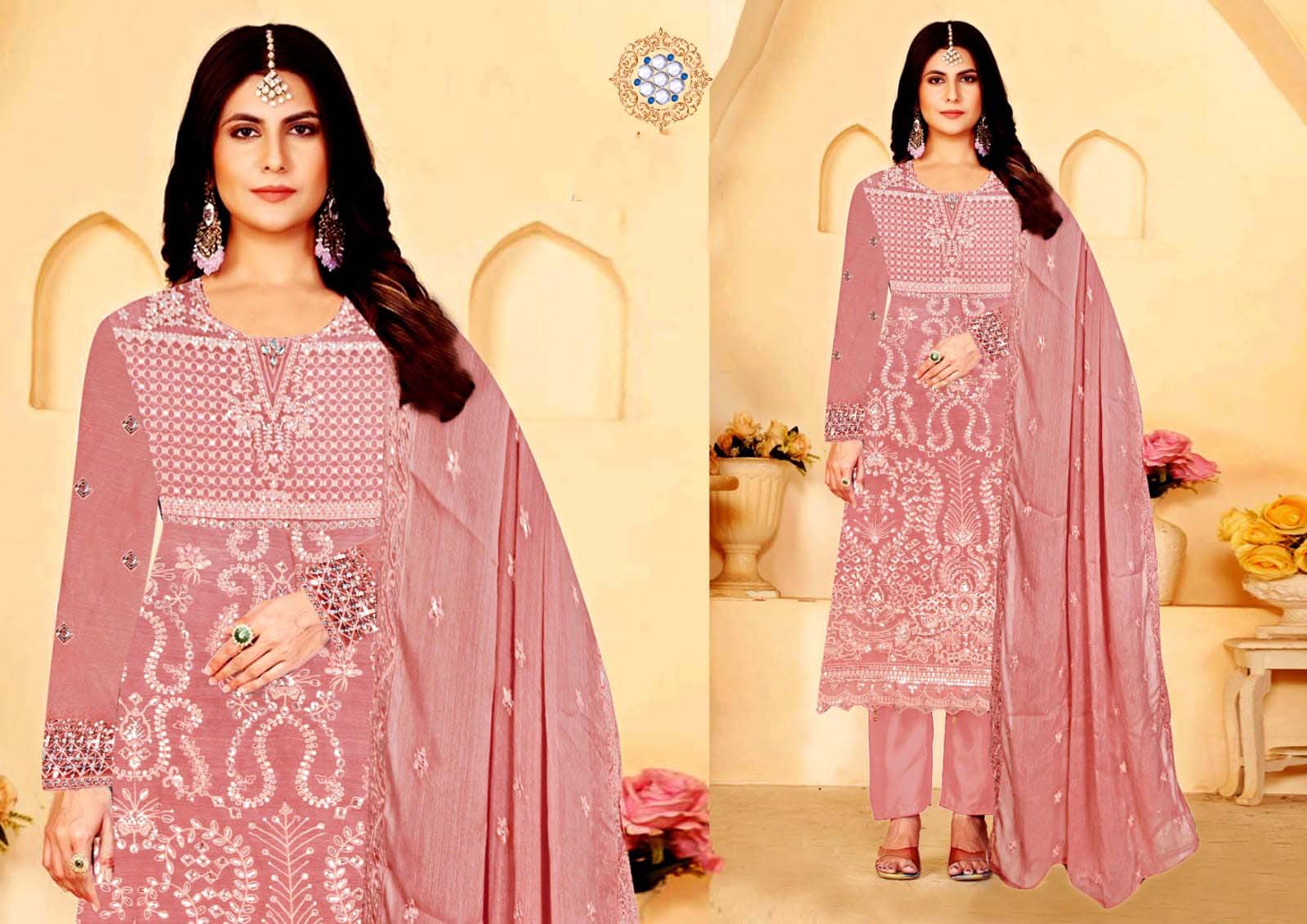 pink embroidered salwar kameez