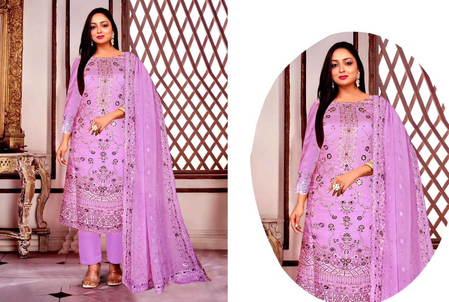 lavender embroidered salwar kameez