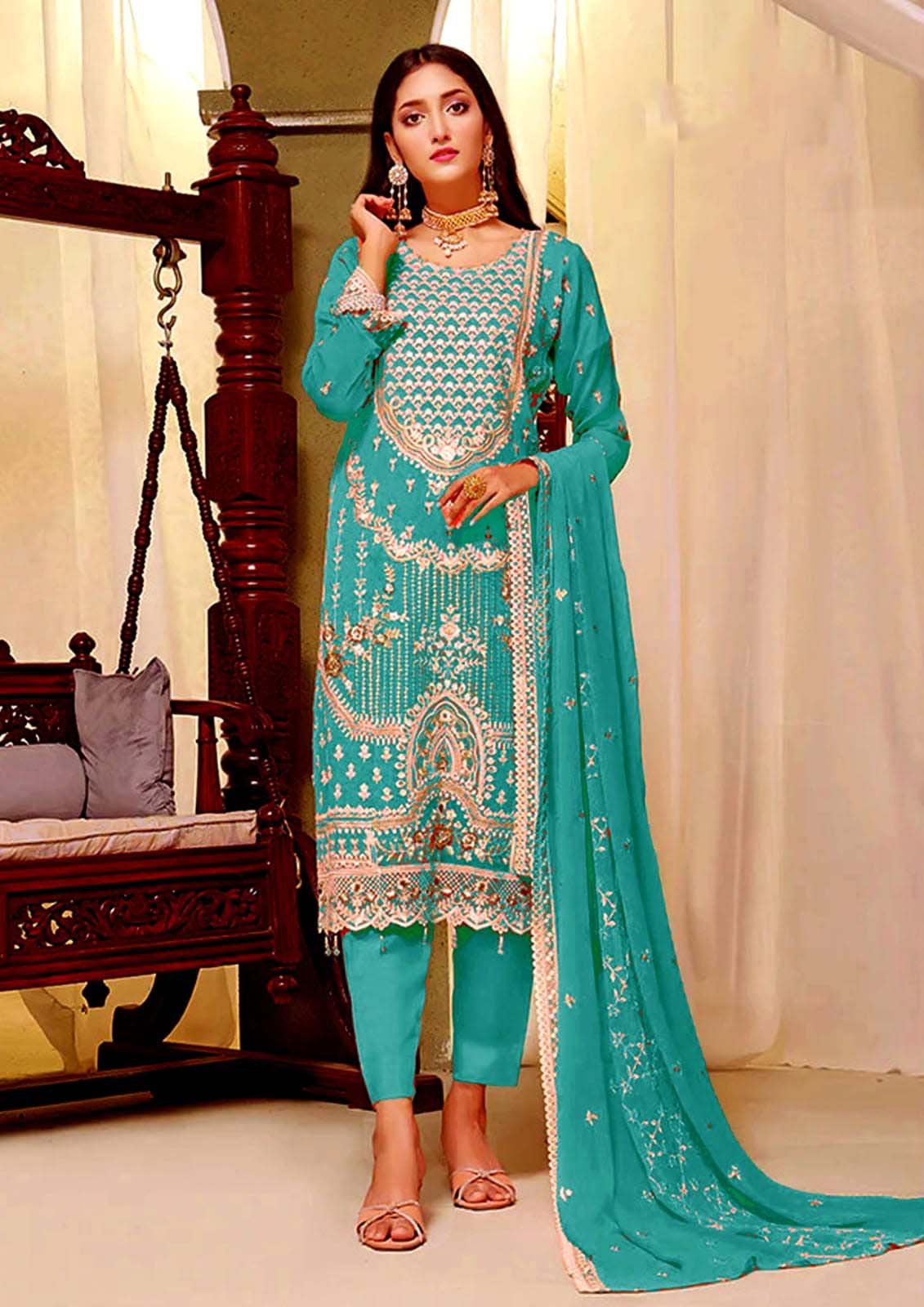 elegant mustard-gold embroidered salwar kameez