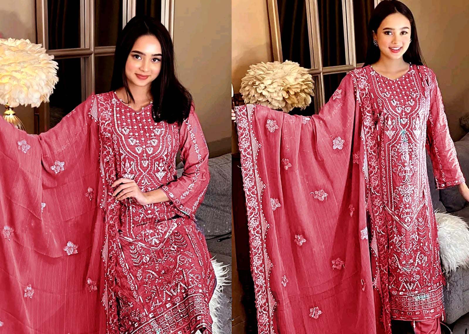 traditional mustard-yellow embroidered salwar kameez