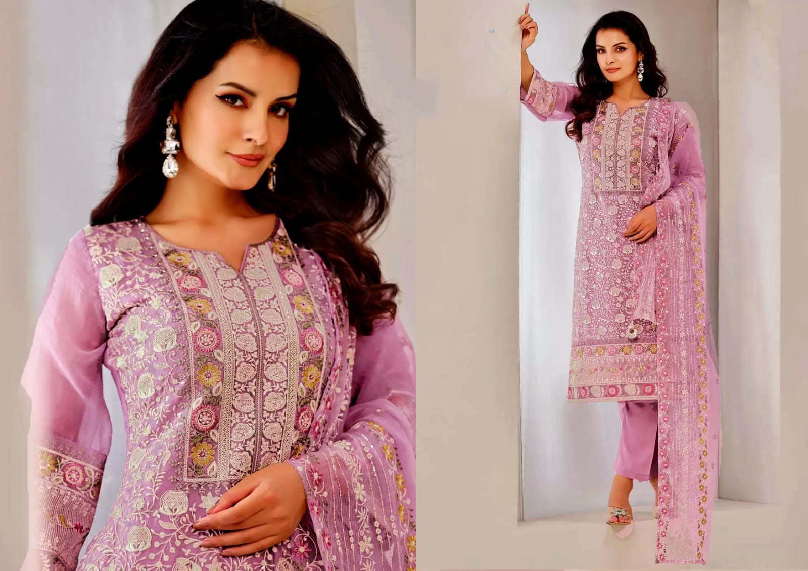 lavender embroidered salwar kameez